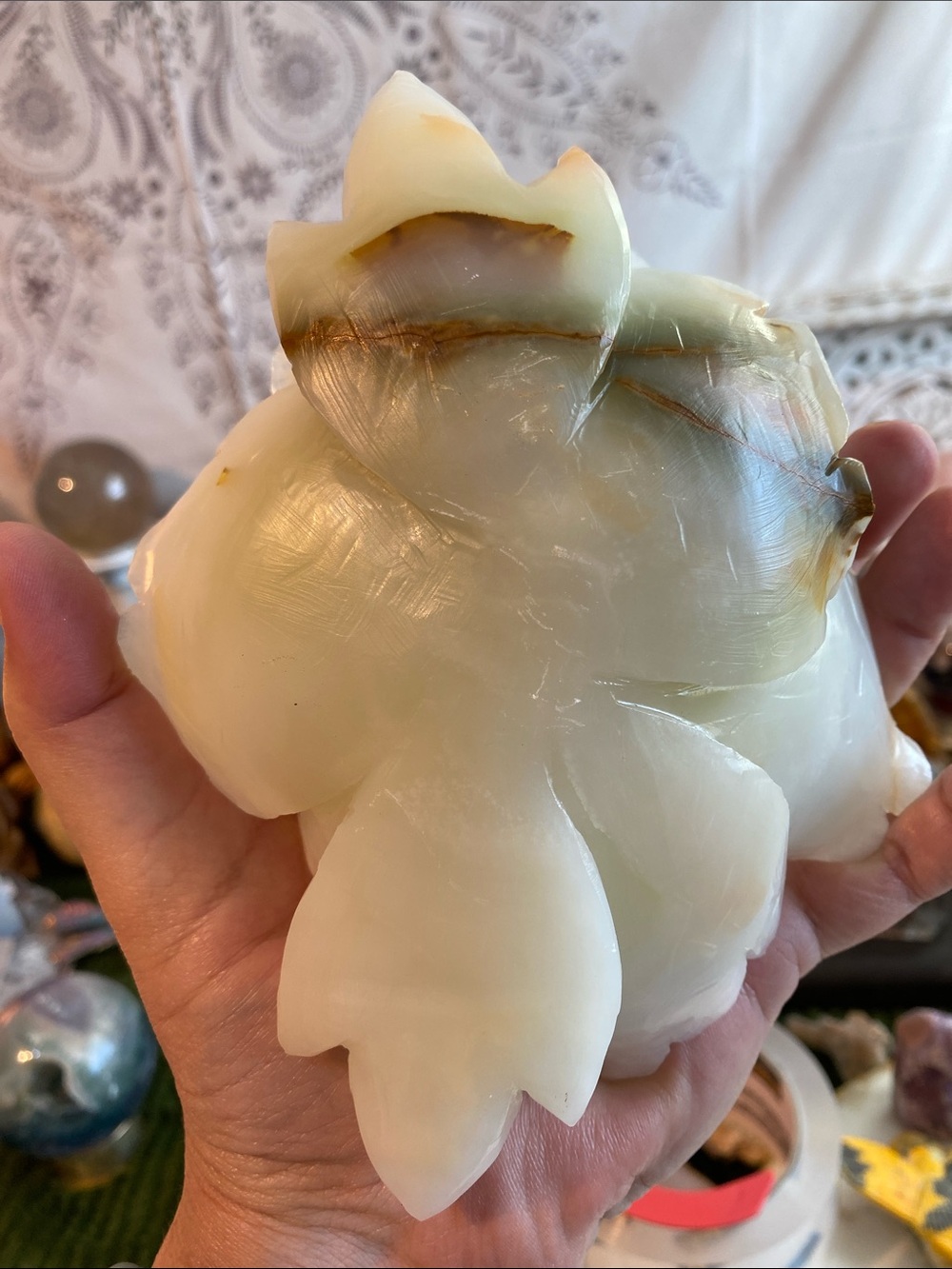 White Onyx Floral Decorative Accent Sculpture - Home Accents - Picture 2 of 4